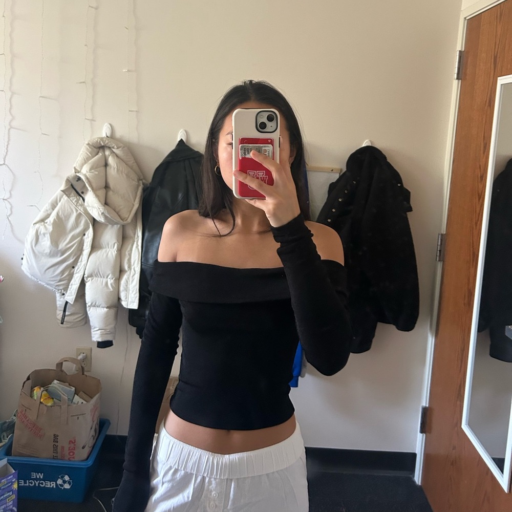 Edikted foldover love sleeve top stretchy